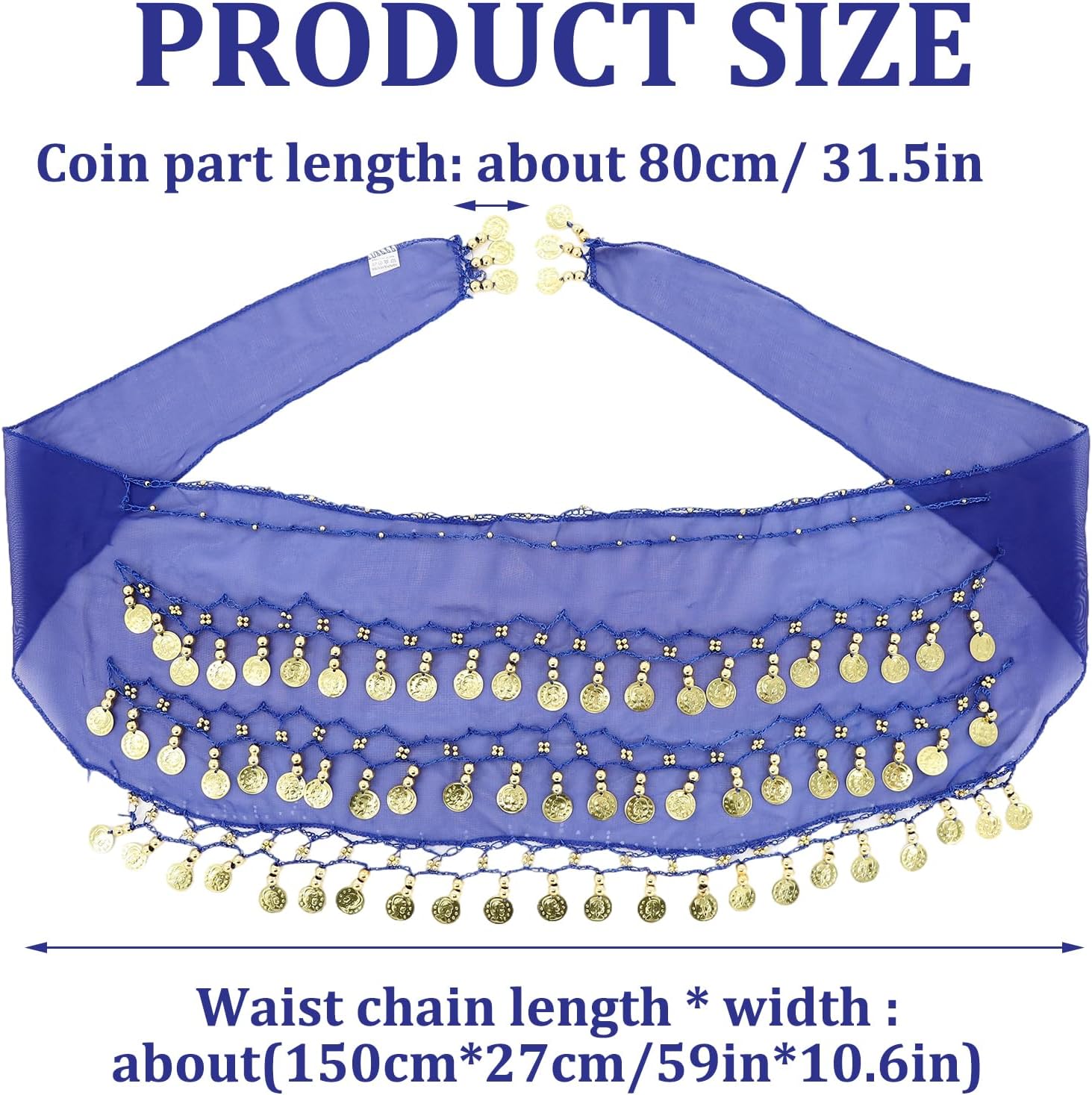 Belly Dance Hip Scarf, Dancer Outfit Skirt Women Costume Dancing Costumes for Belt Bellydance Scarves Coin Skirts for Yoga Practice, Indian Dance Practice(Royal Blue)