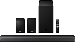 Samsung 490 W 5.1 ch Soundbar with Center Speaker | Dolby Audio | DTS Virtual:X | Q-Symphony | Wireless Rear Speaker | HDMI ARC|Bluetooth | USB Music Playback | Wireless Subwoofer (HW-B67EF/XL, Black)