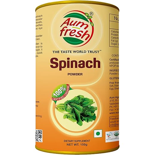 Aum Fresh Organic Freeze Dried Spinach Powder Spinach 150 G