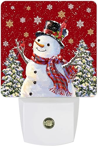 Luz nocturna de muñeco de nieve de Navidad, lámpara de noche LED con sensor automático, luces nocturnas de árbol de Navidad, copo de nieve de