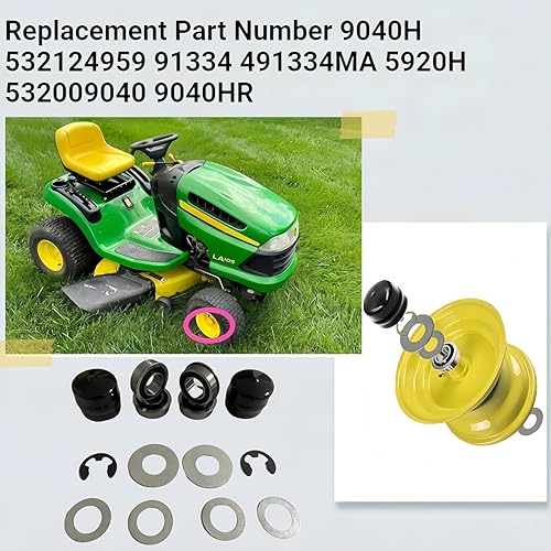 Miniatura 4 de DEEG Kit de conversión de buje de rueda delantera para cortacésped, 4 piezas, sustituye a Craftsman, Husqvarna, Murray, Sears, AYP, Poulan, Toro