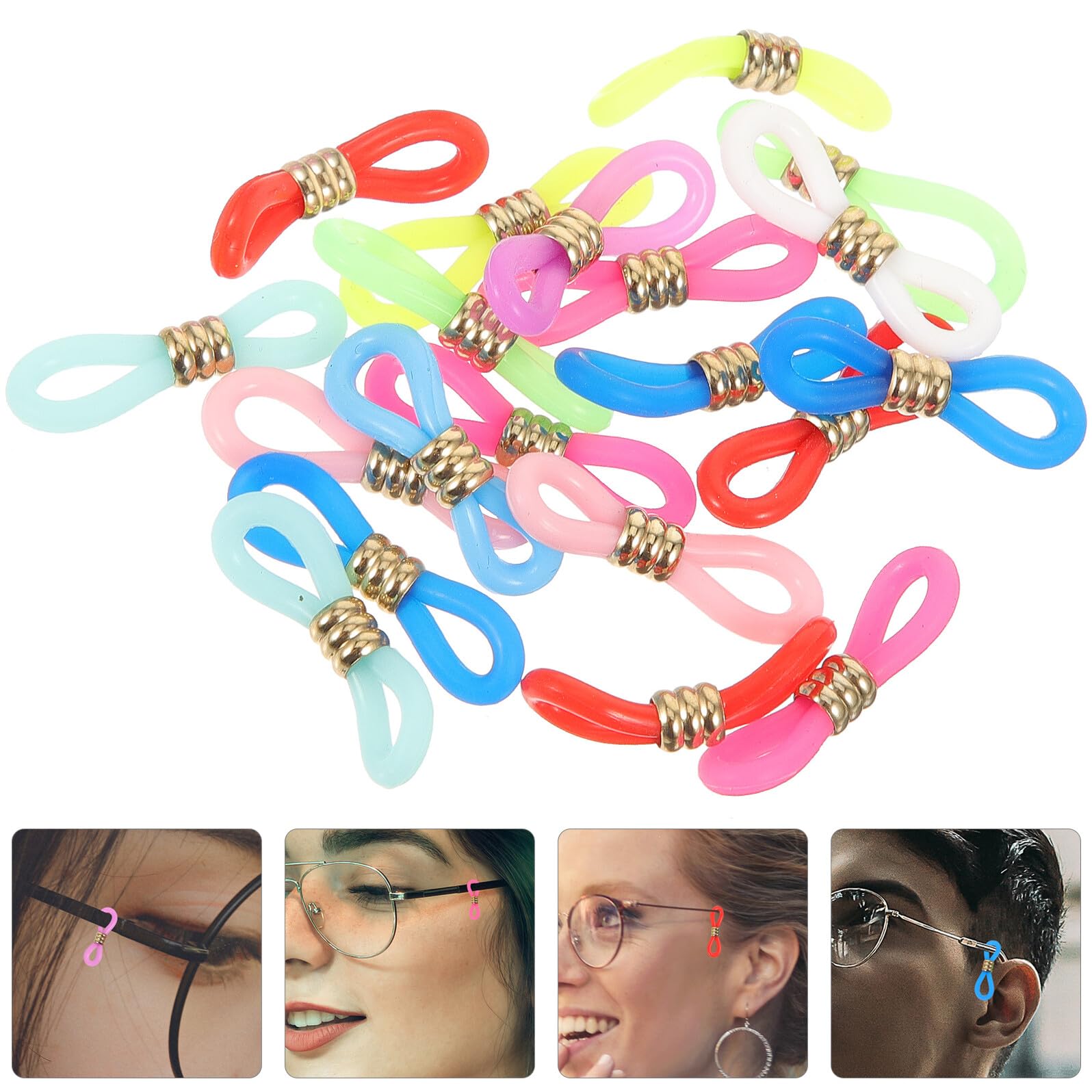 UPKOCH Lot De 60 Embout Antidérapant Pour Porte-chaîne De Lunettes Connecteurs En Silicone Multicolores Accessoires Réglables Pour Lunettes De Soleil Usage Quotidien Diamètre Standard