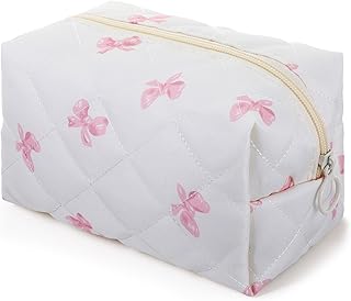 Bolsa de maquillaje con lazo rosa, bolsa acol...