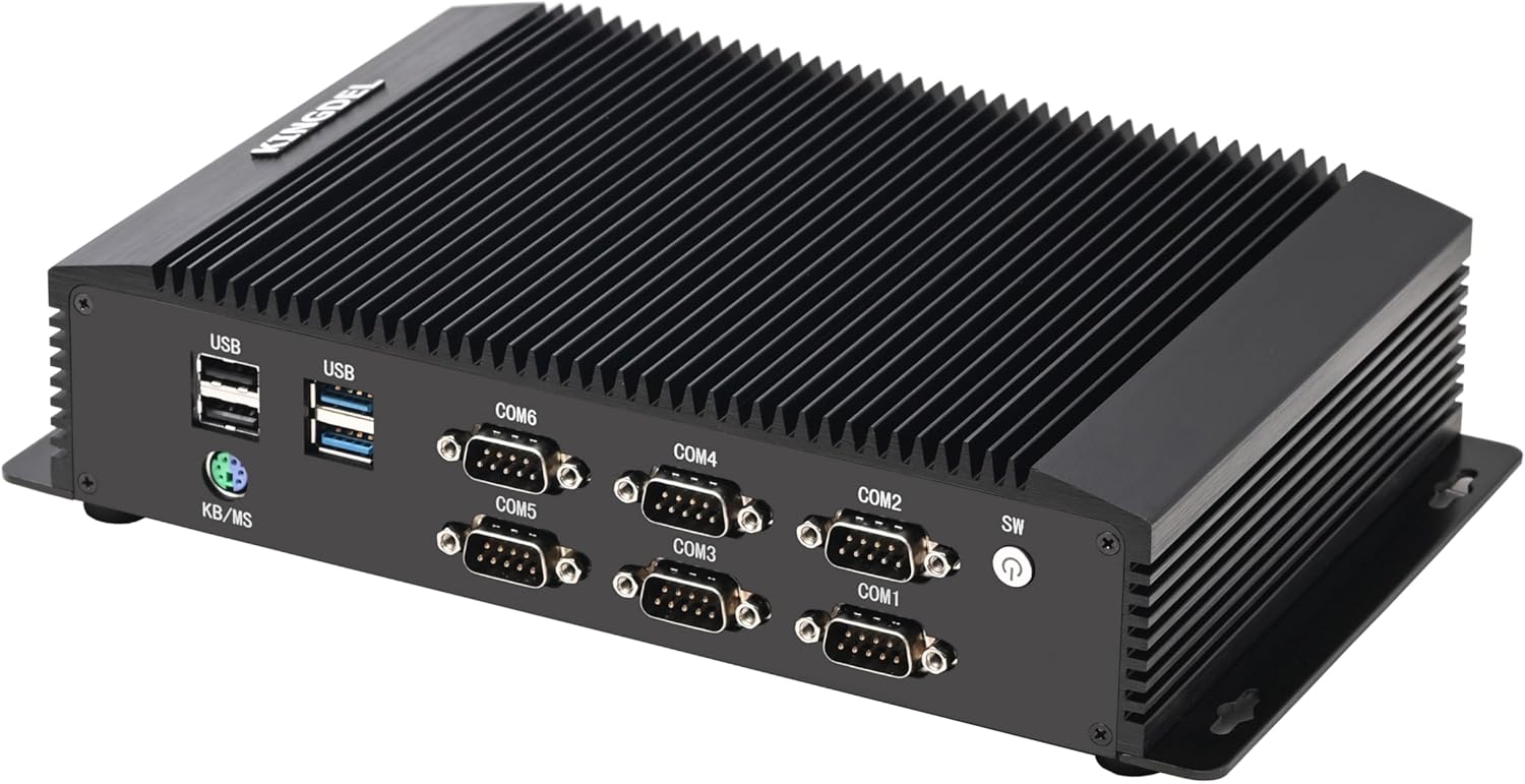 KINGDEL i5 8th Gen. CPU Mini PC, 16GB RAM, 256GB SSD Office Computer, 6xCOM, 4xUSB 3.0, 4xUSB 2.0, 2xLAN, GPIO, HD Port, VGA, Fanless