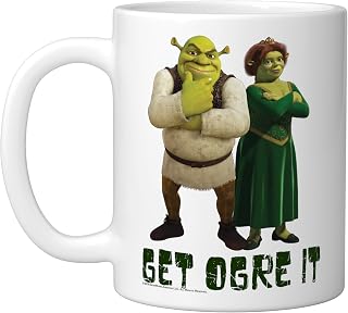Shrek Fiona & Shrek Get Ogre It Text Poster Ceramic Mug, White