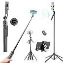 Kratos K8 AI-Powered 70 inch/178 CM Selfie Stick Tripod with Sensor, Auto Face Tracking Tripod with 360° Auto Rotating Stand for Mobile, Camera, Shooting, Blogging with Quad-Leg Stability gallery image