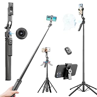 Kratos K8 AI-Powered 70 inch/178 CM Selfie Stick Tripod with Sensor, Auto Face Tracking Tripod with 360° Auto Rotating Stand for Mobile, Camera, Shooting, Blogging with Quad-Leg Stability