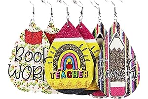 3 Pairs Monochic Leather Earring Set for Teachers and Students