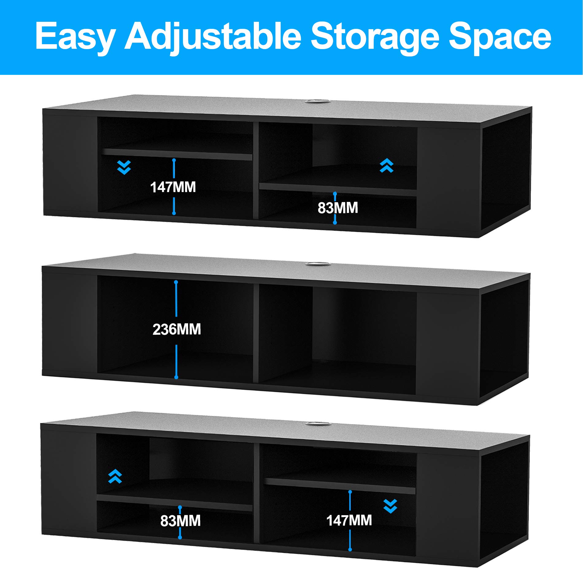 FITUEYES Wall Mounted Media Console, Floating TV Stand Component Shelf