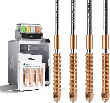Creality K2 Plus Nozzles, 4PCS Unicorn Quick-Swap Nozzles Kit, High Flow Nozzle Replacement 0.4mm, 0.6mm, 0.8mm with Titanium Alloy Heat Break, Copper Alloy, Hardened Steel for Creality K2 Plus