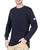 TICOMELA FR Shirts for Men Flame Resistant Shirt NFPA2112/CAT2 7oz Fire Retardant Men's Long Sleeve Henley Shirts