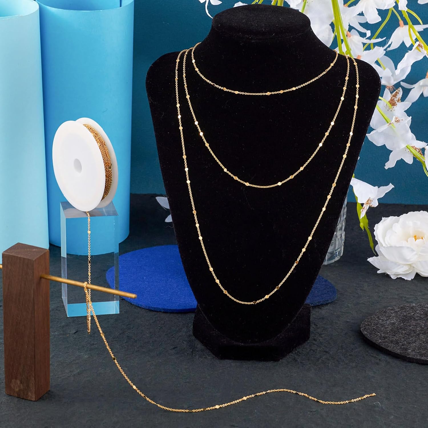 Pandahall 18K Gold Plated Heart Link Chain 16.4 Feet - Flat Oval Curb Soldered Jewelry Chain With Jump Rings and Lobster Claw Clasps for Bracelet Necklace Making - Image 3