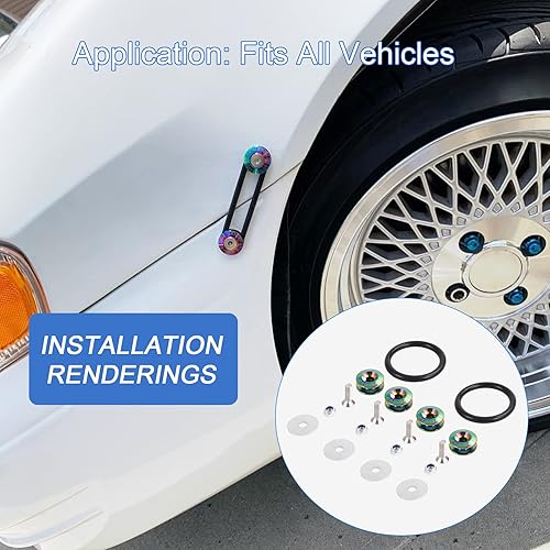 Vista 3 de Kit universal de sujetadores de liberación rápida Jmdspeed, para camiones, defensa, palanquilla, universal, CNC, Neo cromo Cromo neo