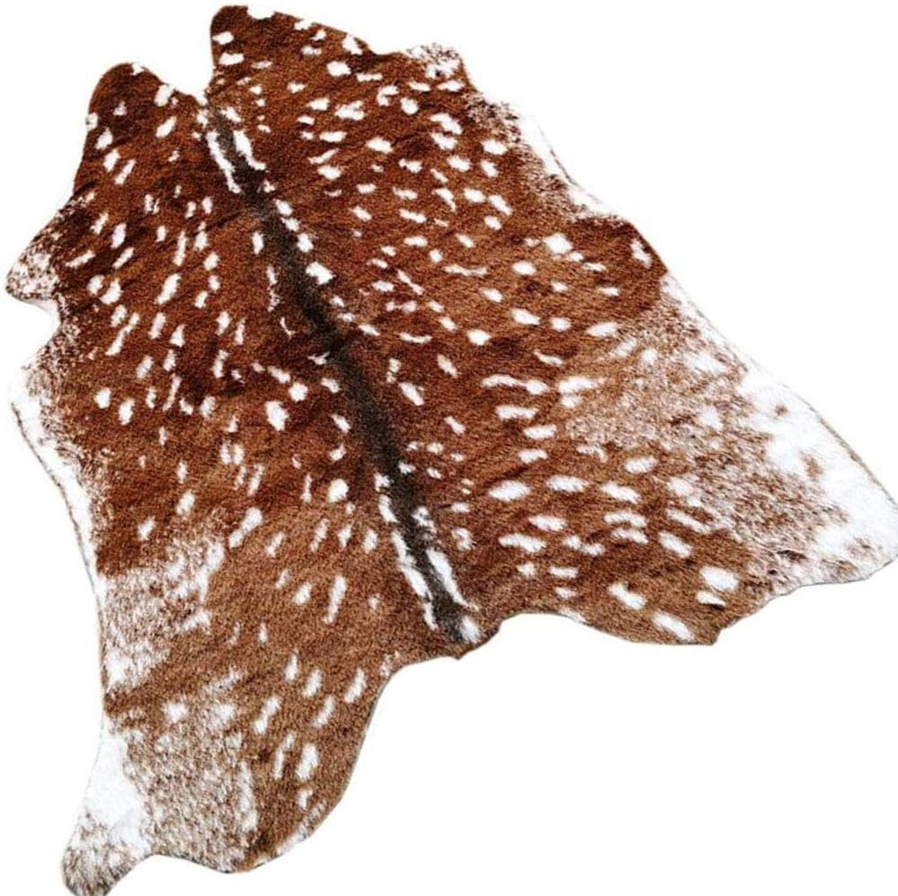 Faux Cowhide Area Rug, Sika Deer Printed Hide Rug Animal Print Rug Faux Fur Area Rugs Carpet for Home Office Livingroom Bedroom