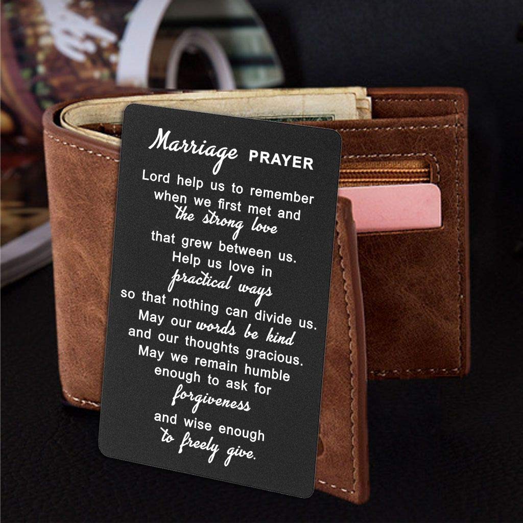 DegasKEN Marriage Prayer Card, Engraved Aluminum Wallet Card, Perfect Wedding for Husband, Fits in Wallet
