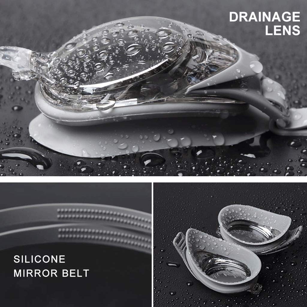 Schwimmbrille für Erwachsene mit Etui, helle Farbe, UV-Schutz, Anti-Beschlag, Silikon, wasserdicht, leicht und geringer Widerstand, ideal für Teamsport-Training, Wettbewerb, Freizeit