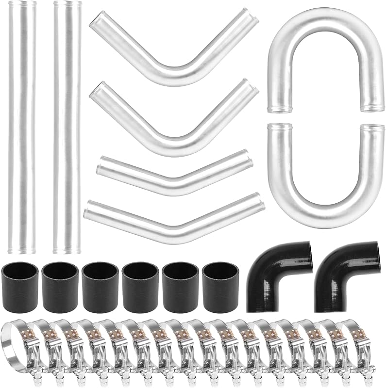 Kit de tubulação de intercooler turbo Autoptzxd em alumínio 2,5" com curvas e abraçadeiras – 32 peças