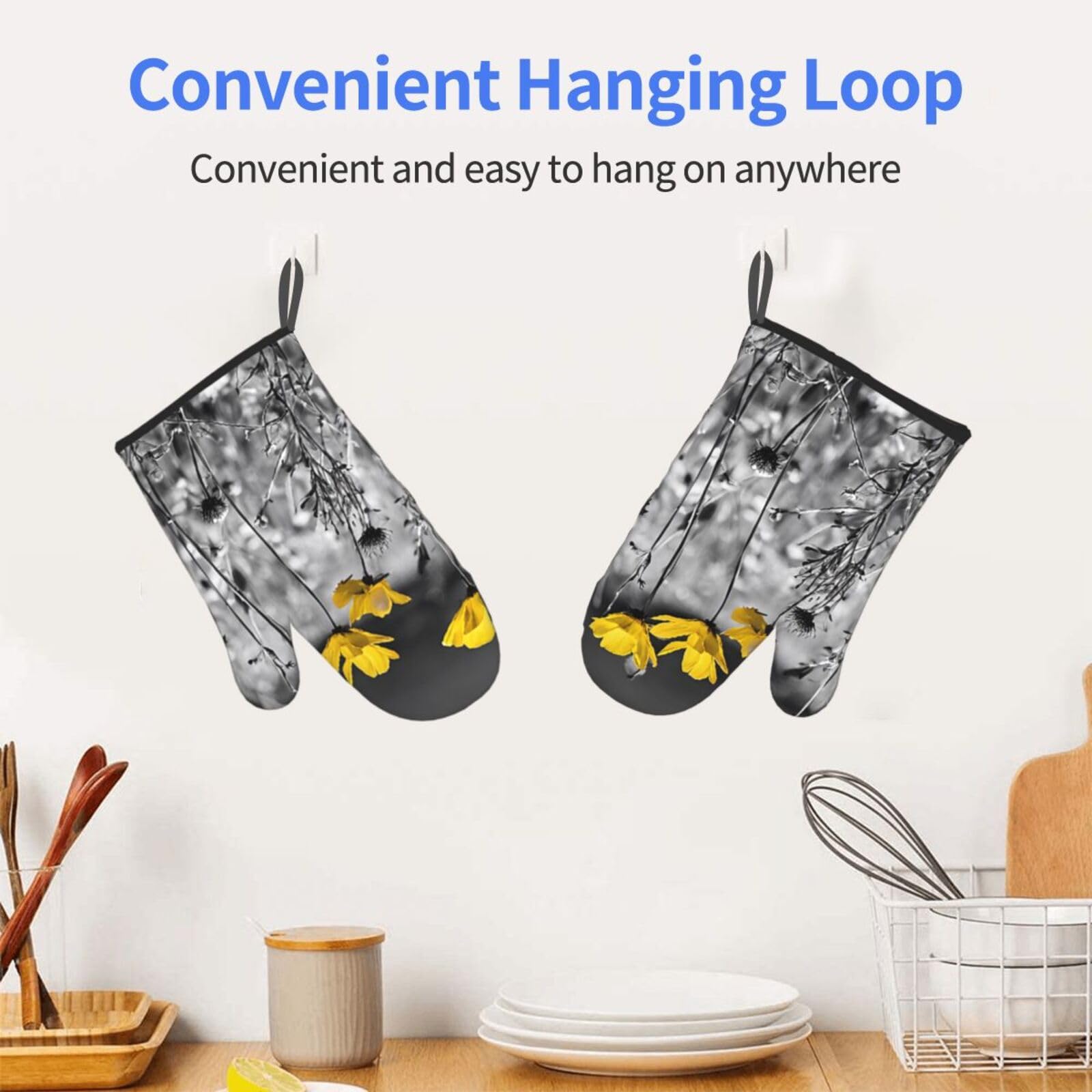 3-Piece Oven Mitts And Pot Holders Set – 500°F Heat Resistant Silicone Gloves With Non-Slip Grip, Quilted Cotton Lining, Rustic Farmhouse Style For Baking, Grilling, And Cooking