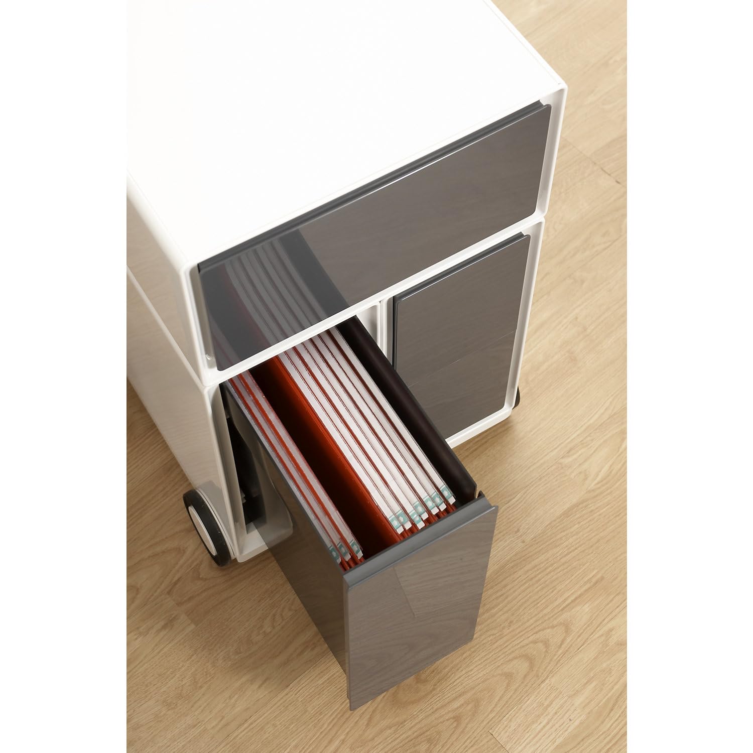 Caisson roulant en plastique - 1 tiroir, 2 tiroirs pour dossiers suspendus - blanc/blanc - caisson de bureau caisson hauteur bureau caisson pour bureau caisson roulant mobilier de bureau