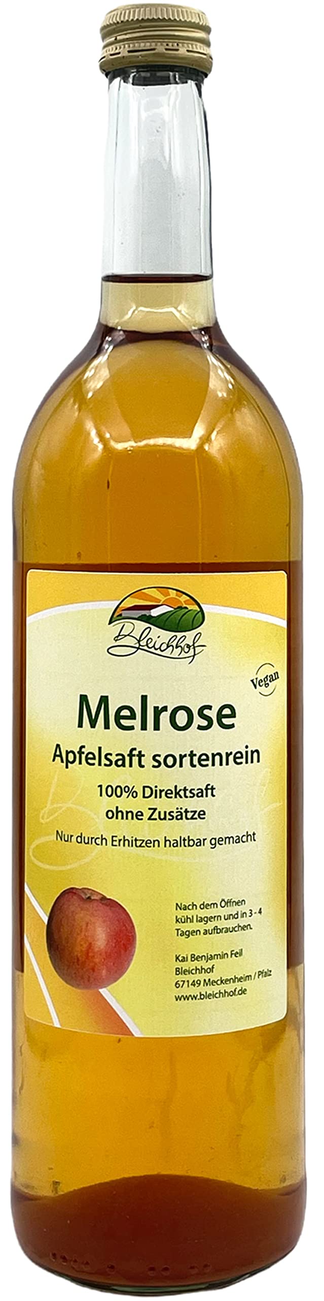 BLEICHHOF® Apfelsaft Melrose - Direktsaft, sortenrein, vegan (6x0,72l)
