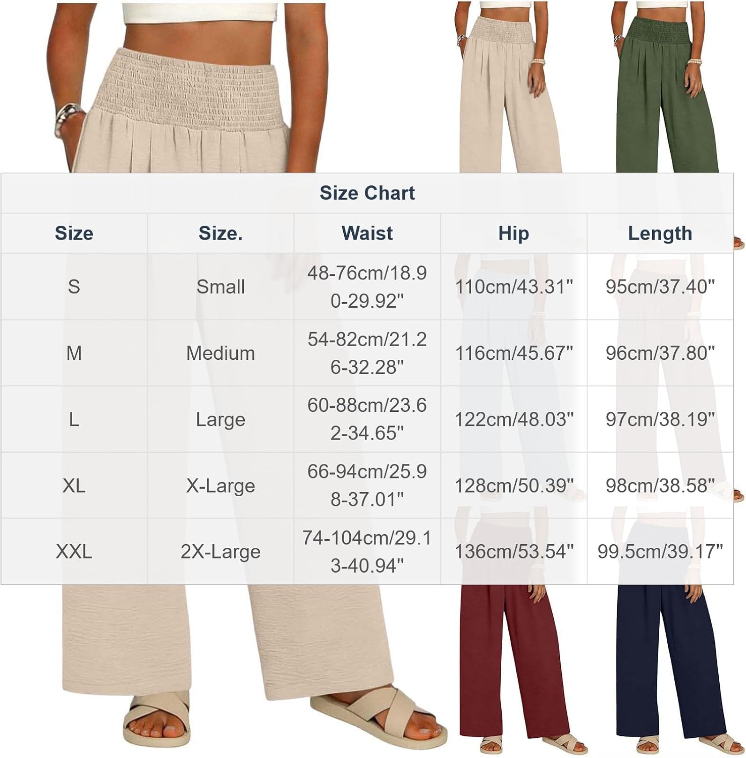 Womens Flowy Palazzo Pants High Waisted Wide Leg Pant Lounge Beach Trousers with Pockets Business Casual Clothes