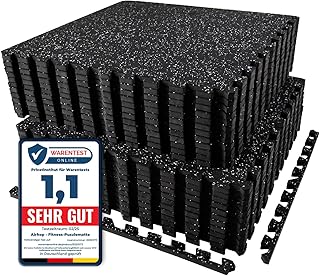 AIRHOP 24 Mats 60 x 60 x 1.4 cm Extra Thick Robust Rubberised Non-Slip Puzzle Mat, Suitable for Gym and Home Fitness, Heav…