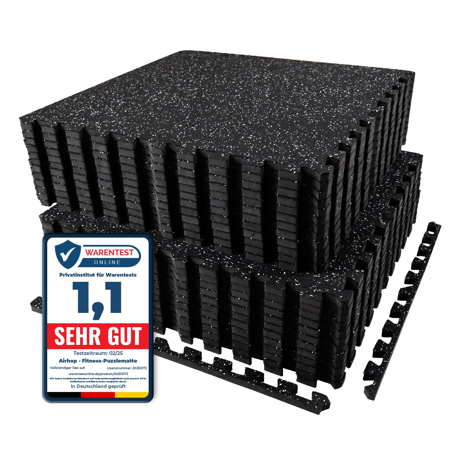 AIRHOP 24 Matten 60x60x1,4cm Extra Dicke Robuste Gummierte, rutschfeste Puzzlematte, Geeignet Für Fitnessstudio Und Heimfitness, Schwere Trainingsbelastung, Bodenschutzmatte Fitness