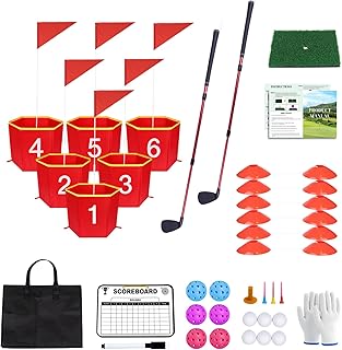 Backyard Golf Game,6pcs Golf Yard Game with 2 Adjustable Clubs, Suitable for Lawns,Outdoors,Parks and Beaches