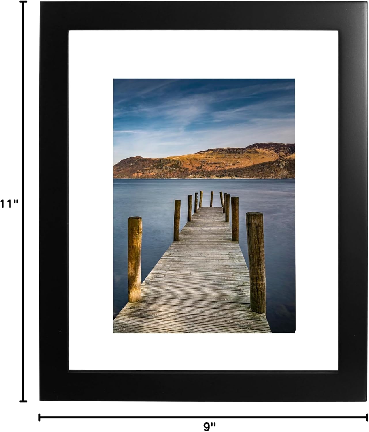 Malden Black 11 x 9 inches Floating Glass Picture Frame, 5x7 inch Display, Modern Design, Wall Mount