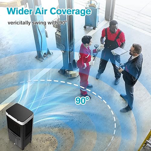 Miniatura 7 de Aire acondicionado portátil de 5500CFM, enfriador de pantano de tanque de agua de 10.6 galones, enfriamiento de hasta 800 pies cuadrados, aire