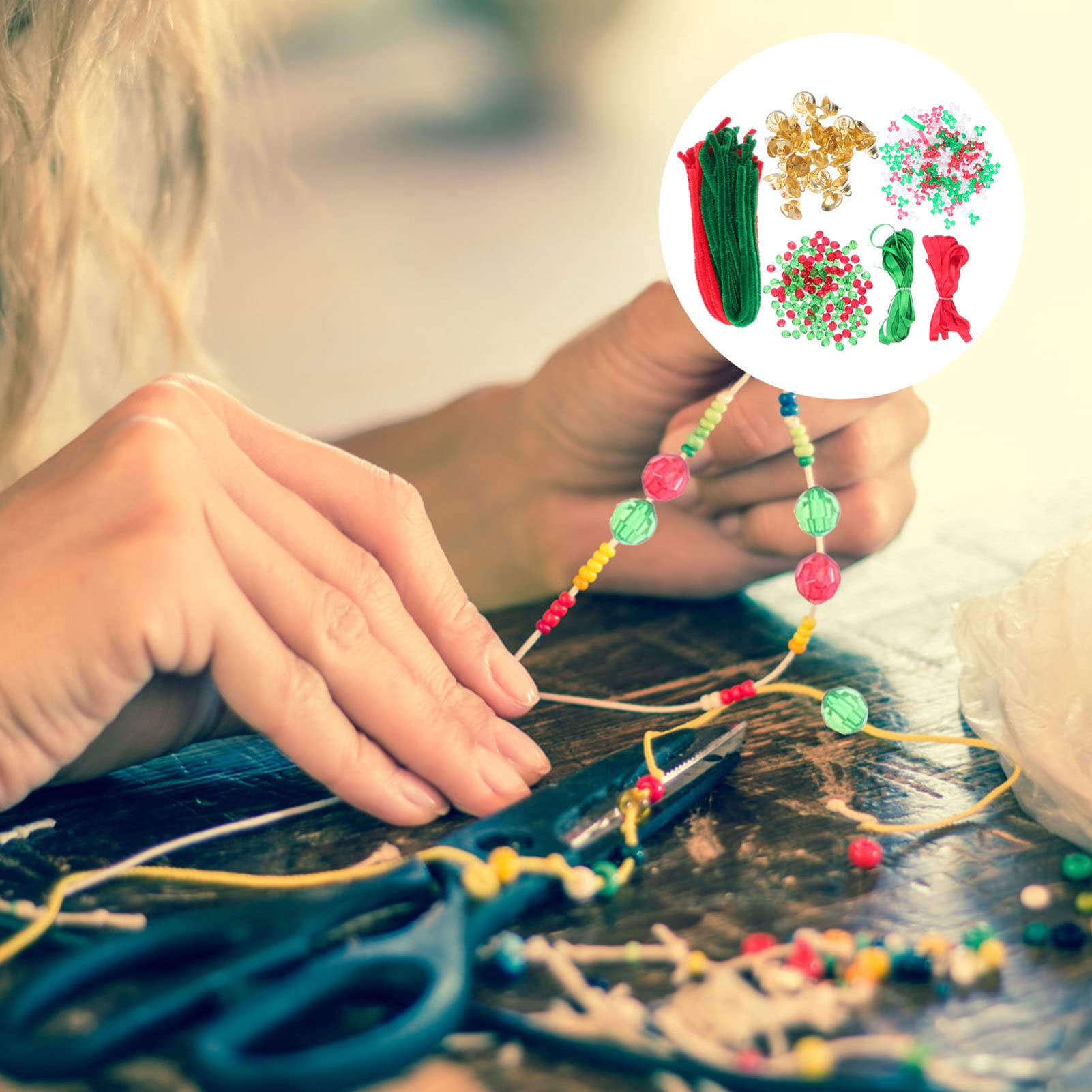 Campanello a Mano, Campane Piccole, Campane for la Casa, 6 Sacchetti di Kit di Ornamenti di Perline di Natale con Perline Fatti a Mano Fai da Te Artigianato Decorazioni Artigianali Fatte a Mano di Nat