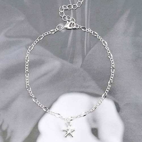 Miniatura 3 de Tobillera bohemia con estrella de mar colgante, pulsera de tobillo de plata con cadena Figaro vintage, tobillera de verano, joyería para mujeres y