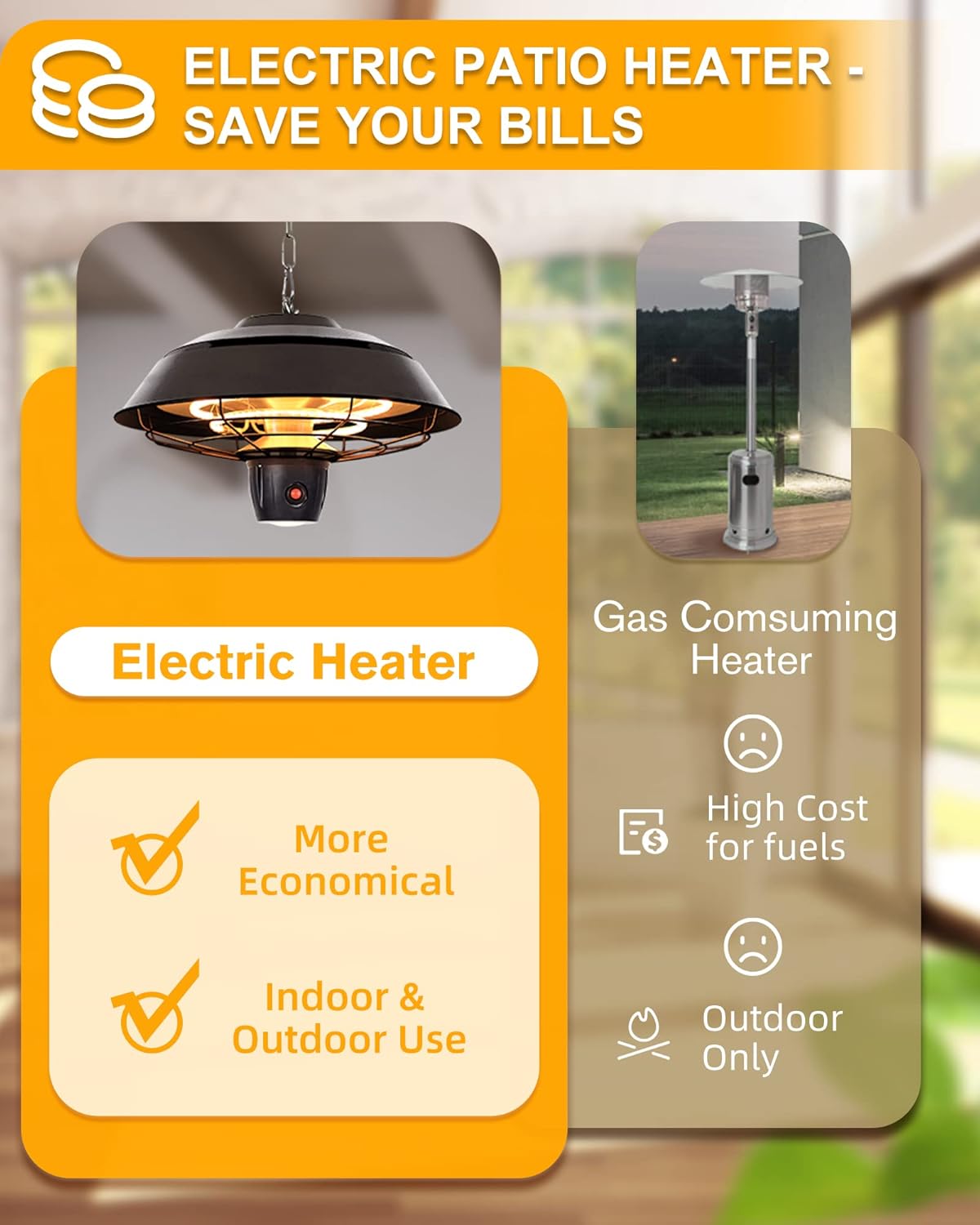 Star Patio Electric Patio Heater, Outdoor Heater with Remote Control & Touch Switch, 600W/900W/1500W Infrared Ceiling Heater with Hammer Tone Bronze Finish, IP44 Waterproof, Patio Heater, STP1566-C-N : Patio, Lawn & Garden