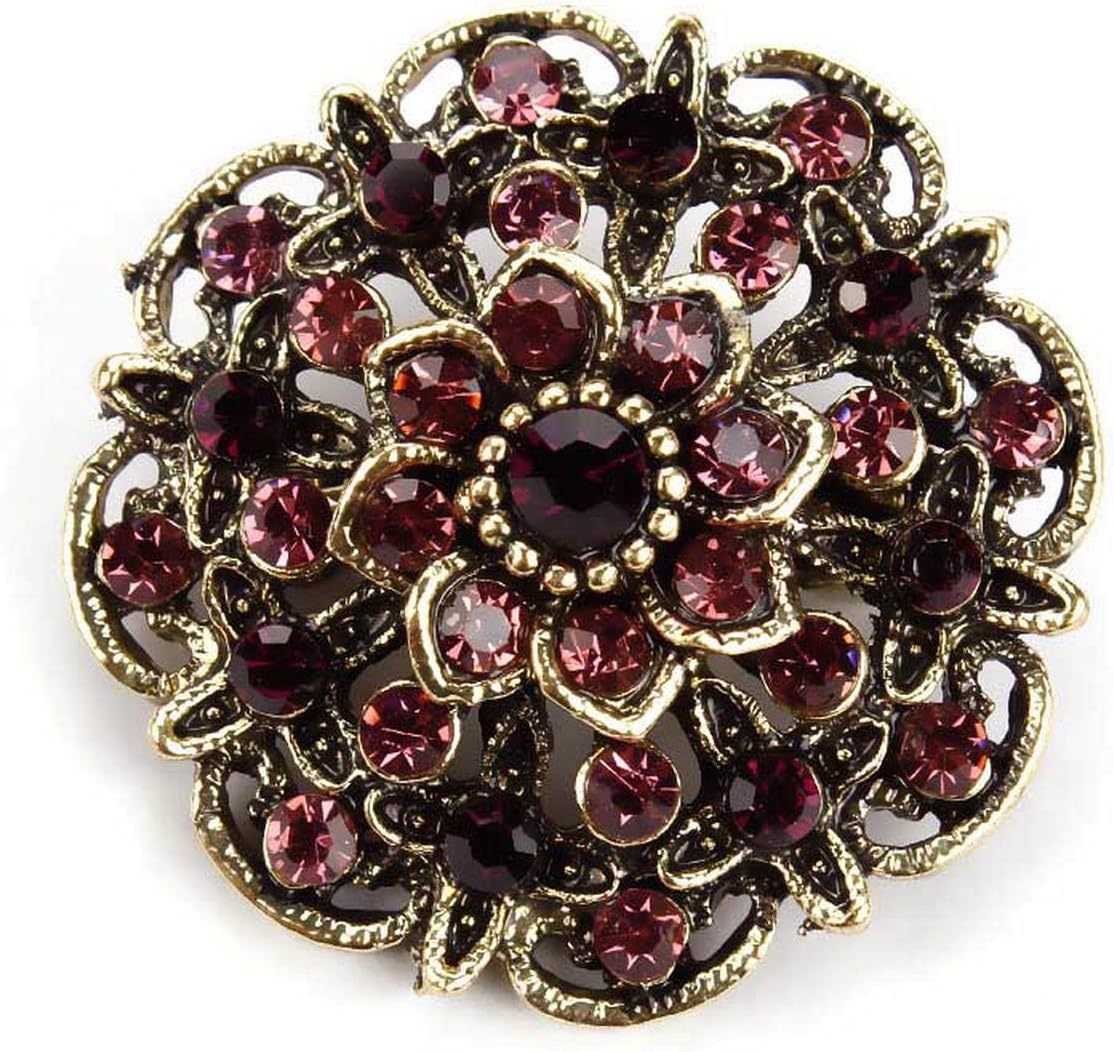 Brooches Broche vintage chapado en oro con diamantes de imitación de