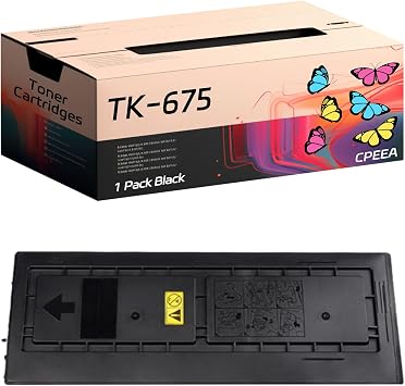Compatible for Kyocera TK-675 Toner Cartridges Work for Kyocera KM-2540 KM-2560 KM-3040 KM-3060 TASKalfa 300i Printers, with Chip, High Yield 21000 Pages, Clear Printing 1 Pack Black