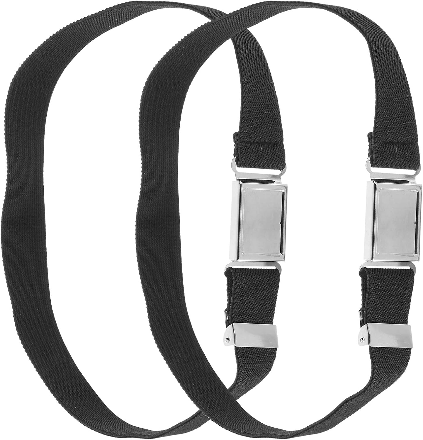 YARNOW 2pcs Magnetic Buckle Waist Belt for Boys, Elastic Adjustable Uniform Waistband, Black Decorative Replacement Belts for School and Daily Wear