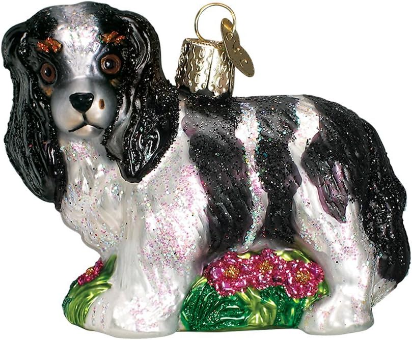 King Charles Spaniel Black & White Dog Ornament