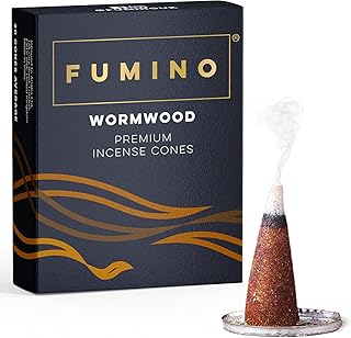 Fumino® Wormwood Fresh Incense Cones 20 per Box Masala Agarbatti Joss Scent Fragrance for Relaxation and Meditation, Home and House Decor