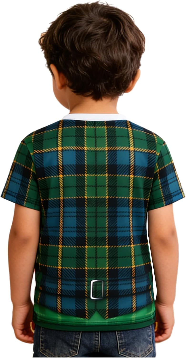 DINORMIN Boys St Patricks Day Shirt with 3D Print and Fake Layer Look for Party or Stage Wear