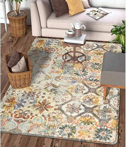 Lahome Alfombra bohemia para dormitorio, alfombra de 3 x 5 pies para sala de estar, lavable, alfombra de cocina, antideslizante, suave, alfombra de Lahome Alfombra bohemia para dormitorio, alfombra de 3 x 5 pies para sala de estar, lavable, alfombra de cocina, antideslizante, suave, alfombra de