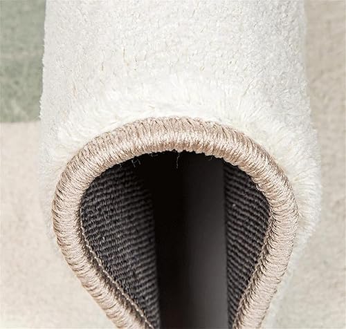 Miniatura 4 de Alfombra decorativa abstracta moderna con forma ovalada irregular impresa, blanco, azul, gris, antideslizante, de cachemira, adecuada para sala de