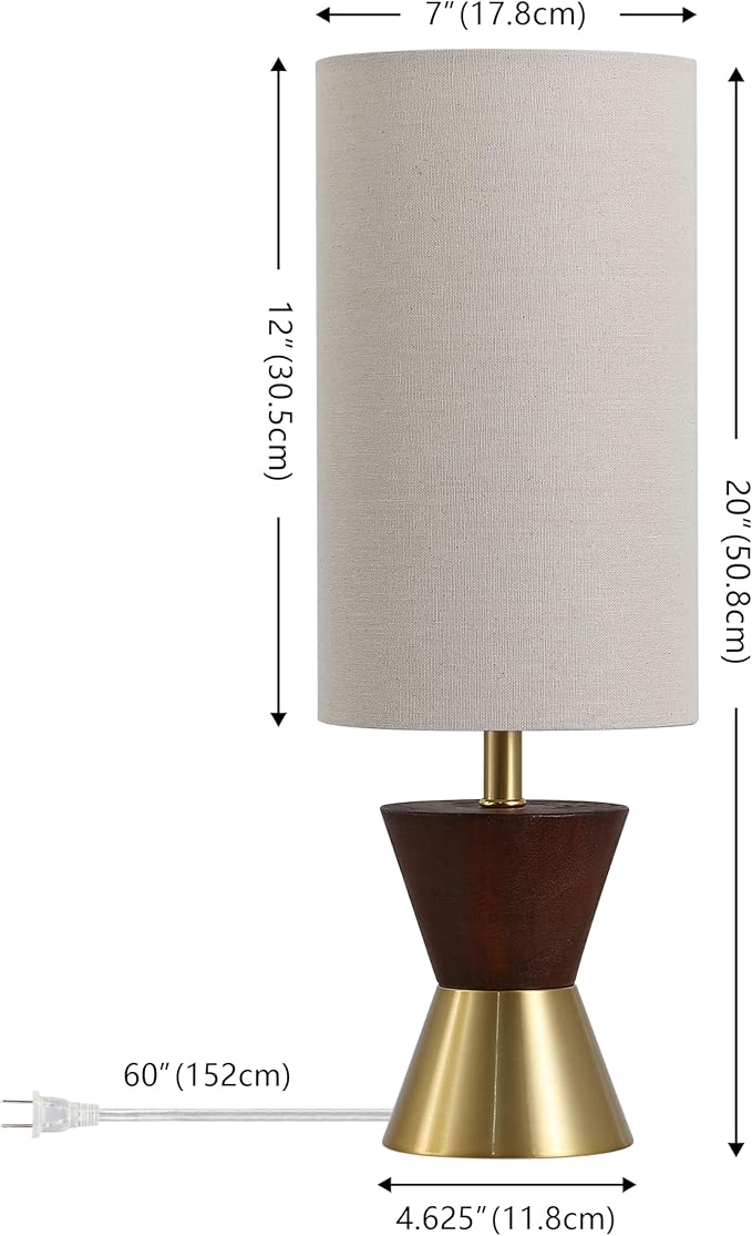 Lámpara de Mesa SAFAVIEH Trea Brass & Dark Walnut 20 pulgadas - Juego de 2 miniatura 2