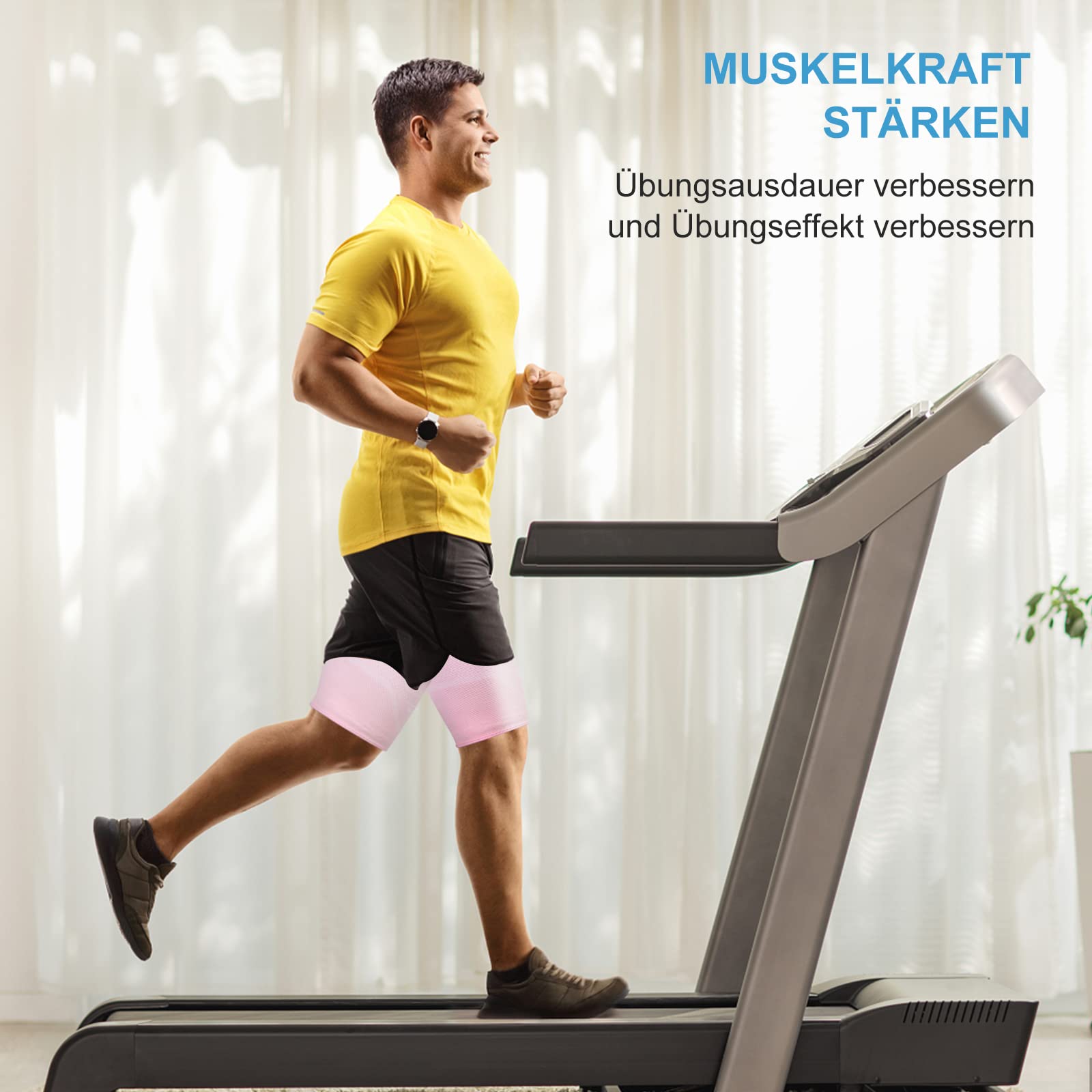 Kompression Oberschenkelbandage Herren and Damen Belüftung Oberschenkelstütze Mit Rutschfestem Silikon, für Muskelfaserriss, Muskelbelastung, Verletzungserholung, Sport 2 Stück (Rosa, XL)