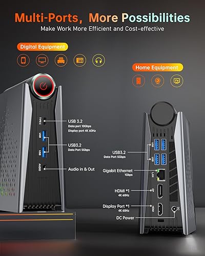Miniatura 28 de ACEMAGICIAN Mini PC S3A, Ryzen 7 5700U (hasta 4.3 Ghz), 16 GB DDR4 512 GB SSD Mini computadora de escritorio, mini computadoras [WiFi6/BT5.2]