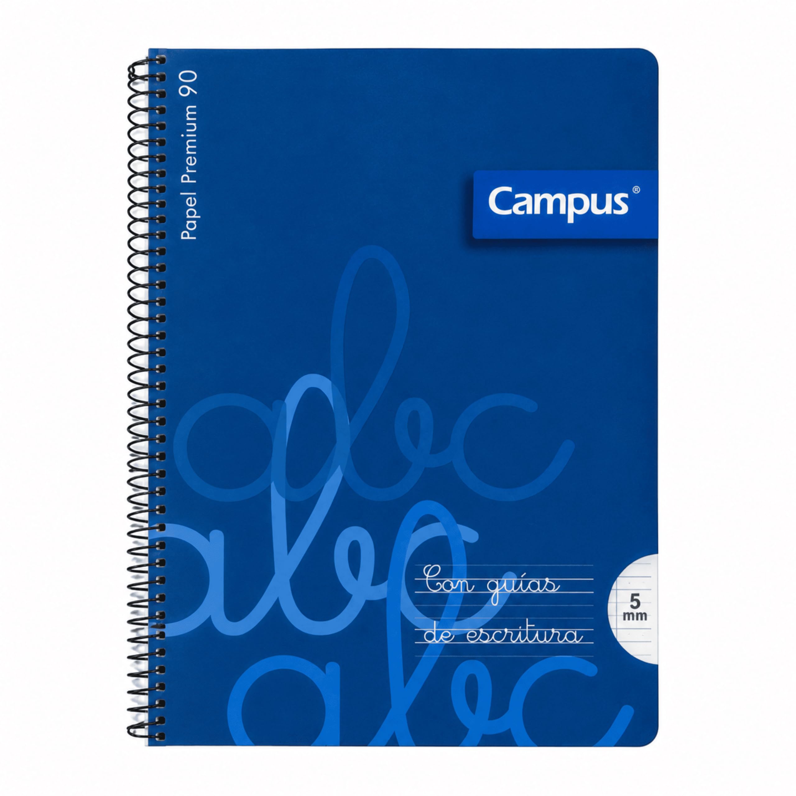 MUNTRADE Pack de 12 Libretas Espiral Campus Multicolor con Guías de Escritura | 2 de Cada Color | Papel Premium 90 g/m² | Pauta de 5 mm| Material Escolar
