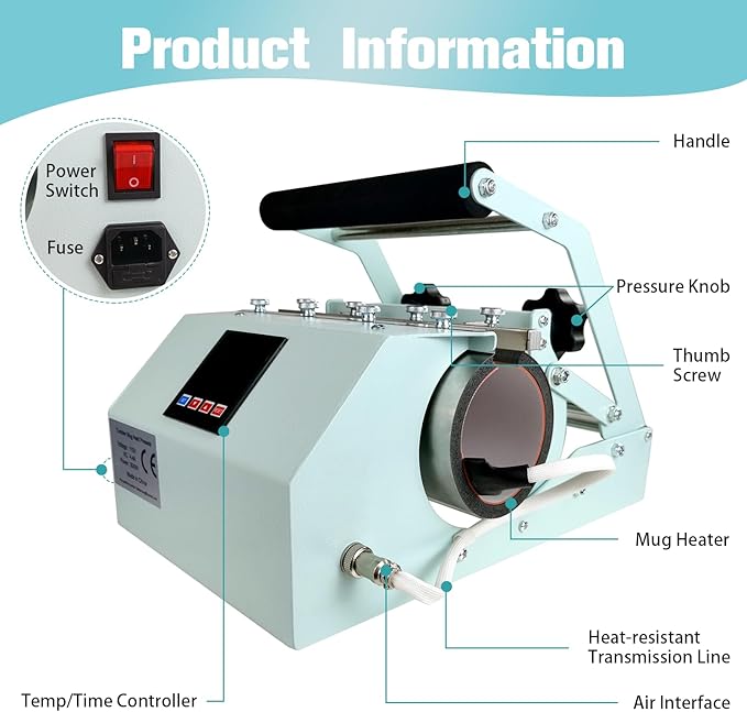 Prensa Térmica para Tazas y Vasos BetterSub 4 en 1, 110V, 500W miniatura 3