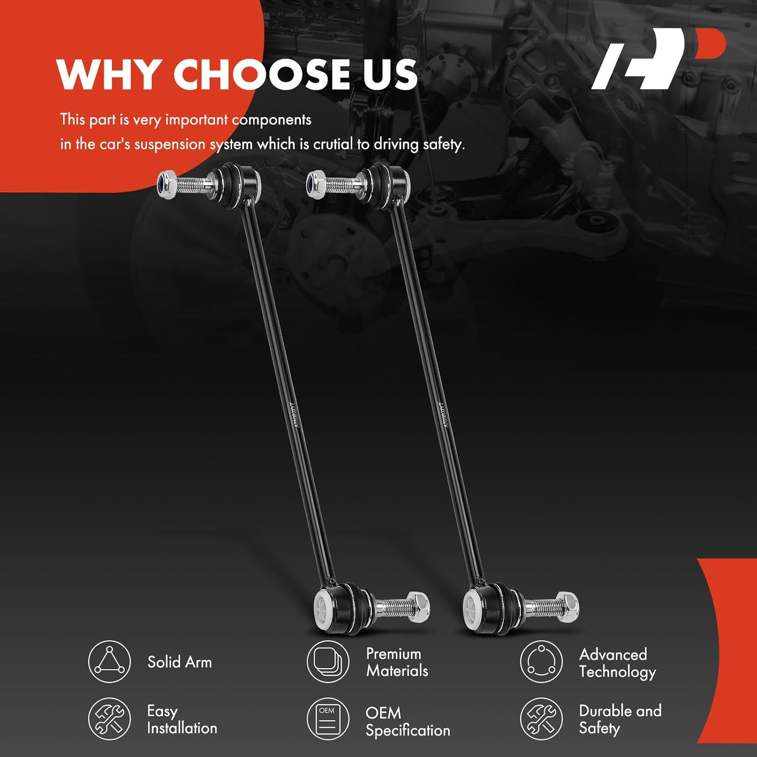 A-Premium 2 x Front Sway Bar Links Stabilizer Bar Links, Compatible with Ford Escape 14-19, Focus 15-18, Transit Connect 14-20, C-Max 15-18, Lincoln MKC 15-19