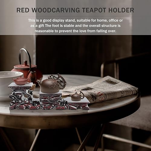 Miniatura 4 de ARTIBETTER Base antigua de jade Soporte de exhibición de madera china Soporte de madera de bolas de cristal Soporte de exhibición de tetera cuadrada