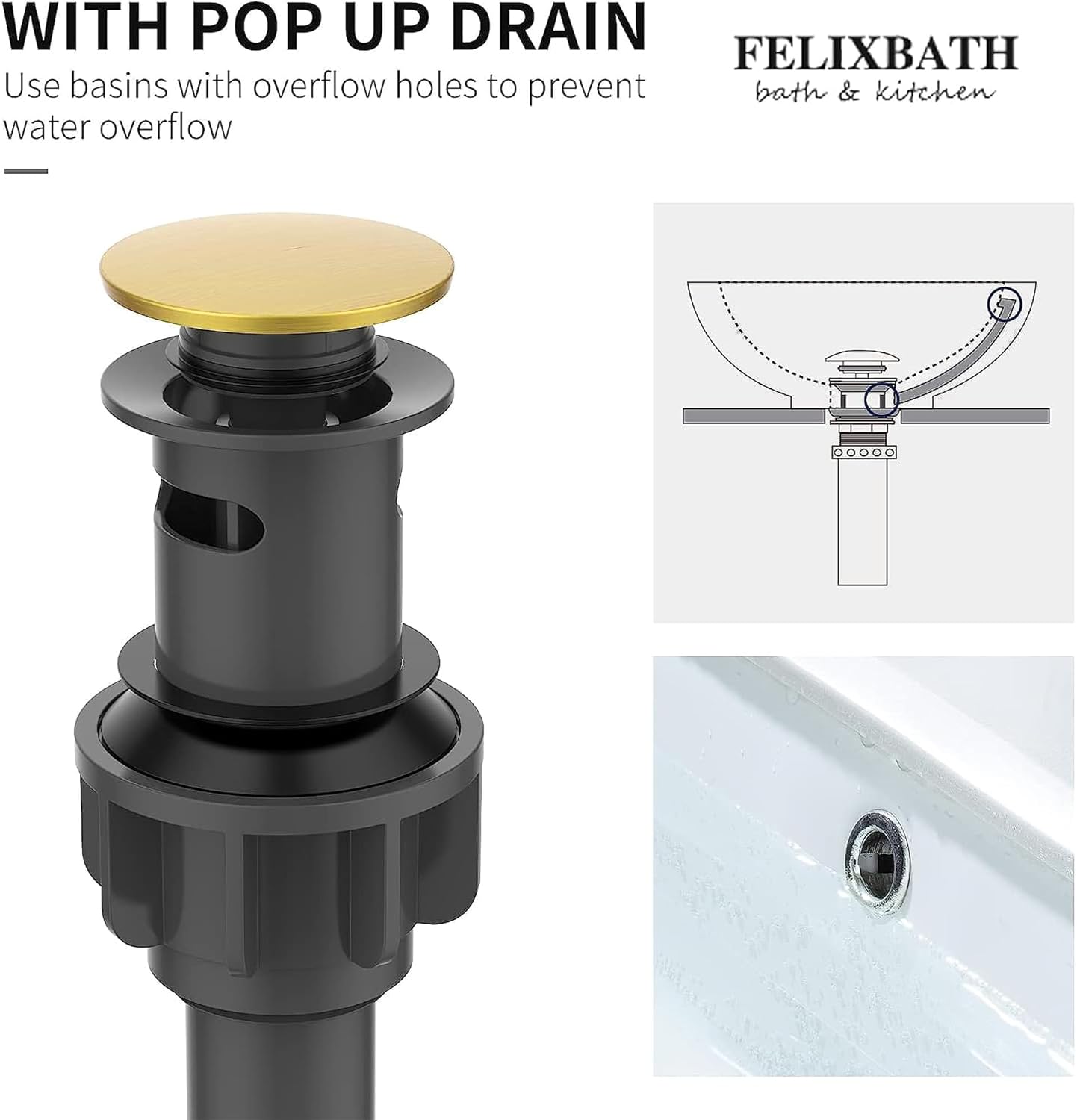 Brushed Gold Waterfall Bathroom Faucet 3 Holes - 8 inch Bathroom Sink Faucet 2 Handles - Stainless Steel Widespread Bathroom Vanity Faucet with Pop Up Drain & 2 Water Supply Lines