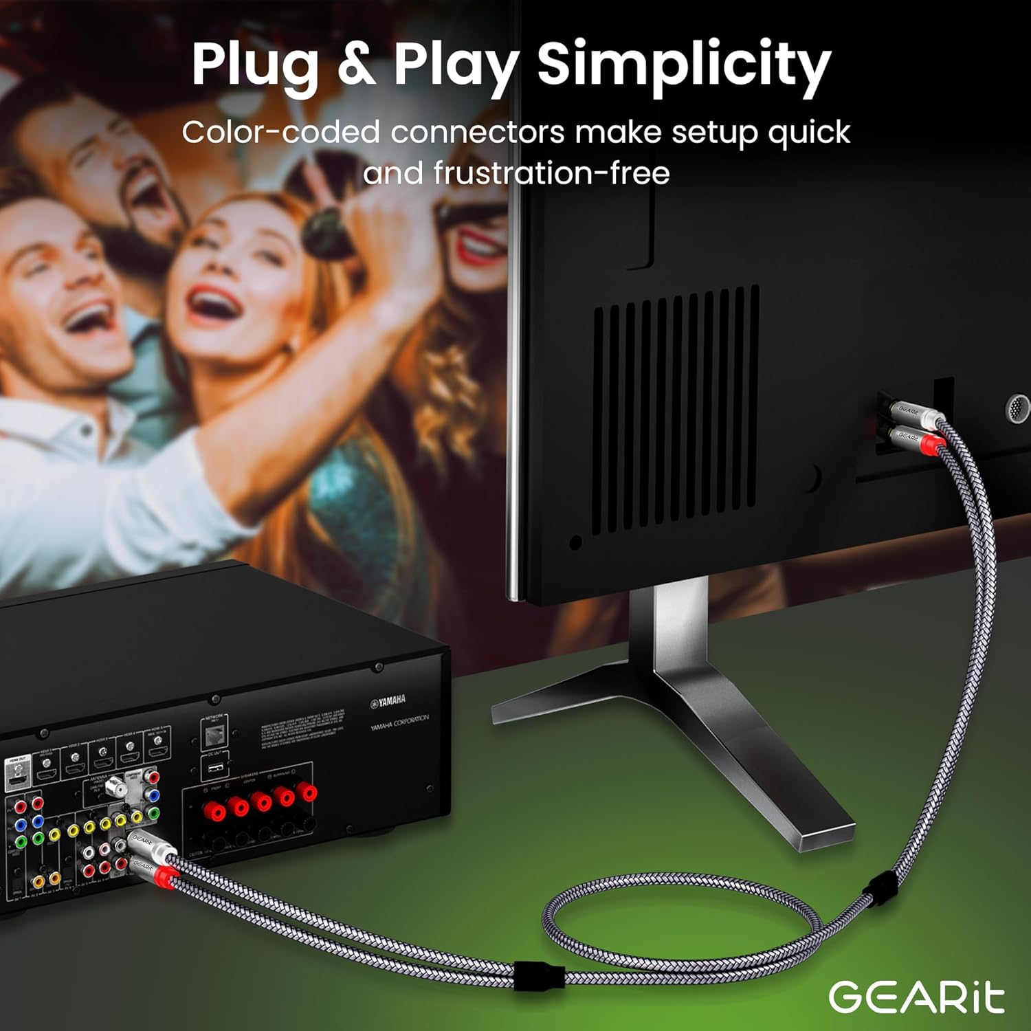 GearIT RCAケーブル (20フィート) 2RCAオスから2RCAオスステレオオーディオケーブル シールド編組RCAステレオケ